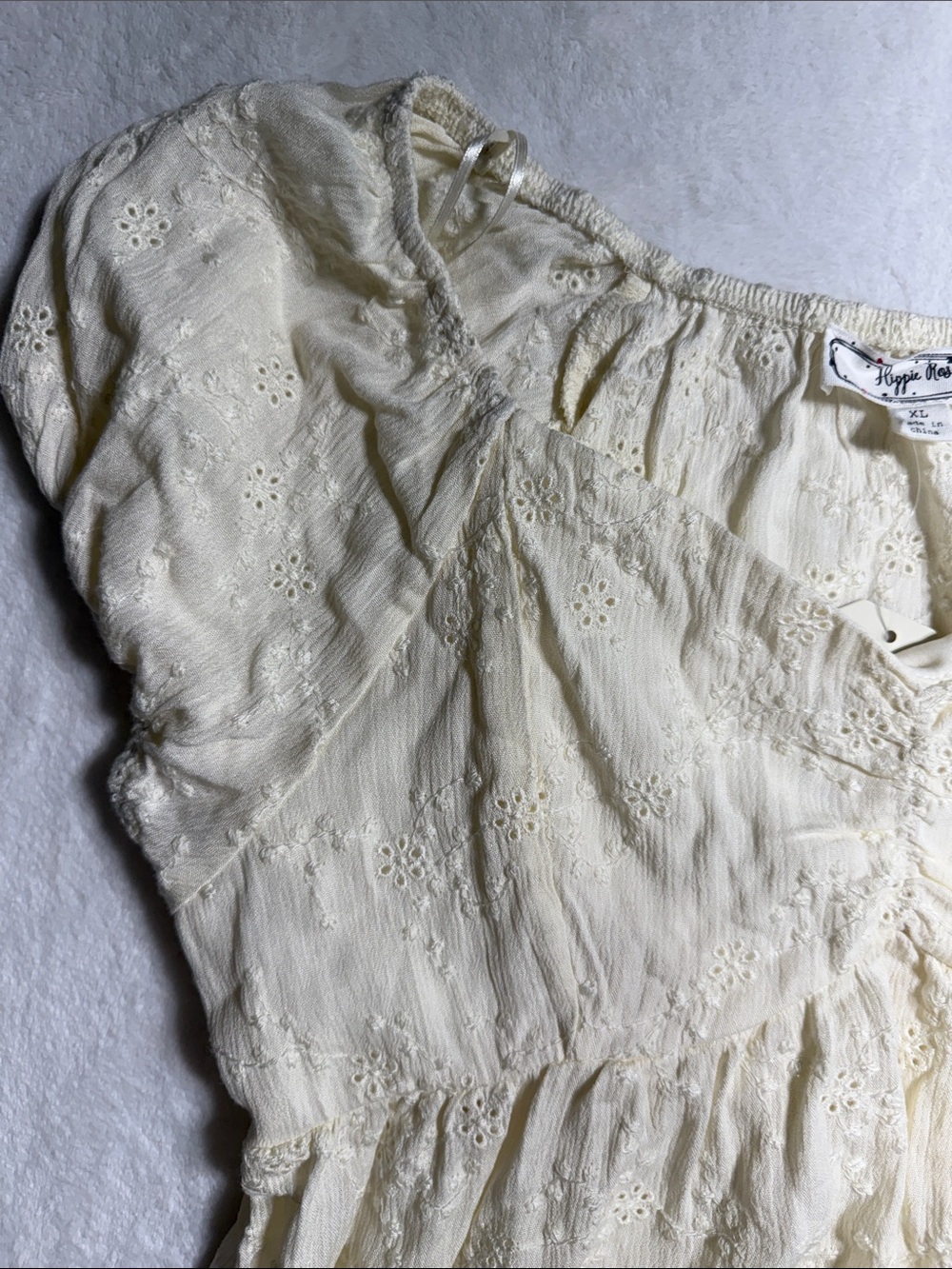 Hippie Rose Cream Eyelet Peplum Blouse - Picture 5 of 5